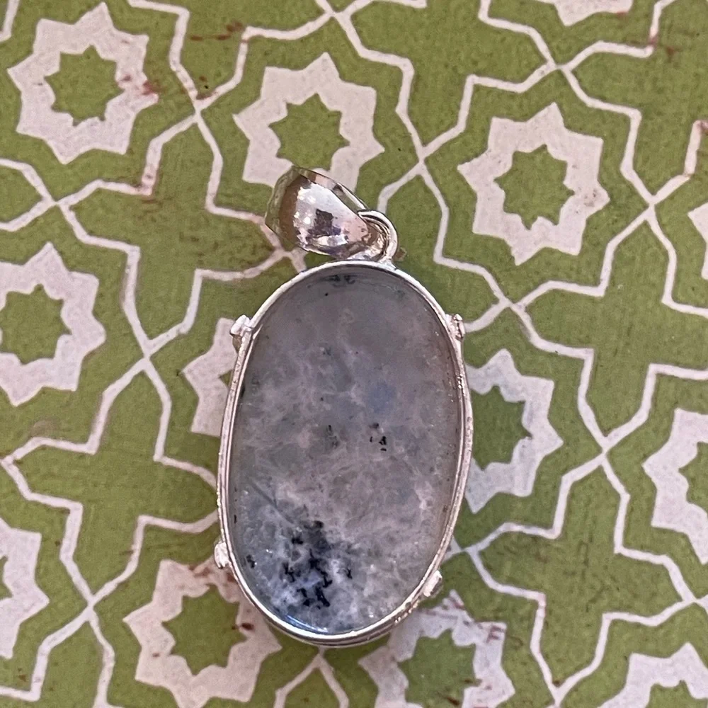 Natural Rainbow Moonstone Shimmering Iridescent Oval SS Plated Pendant - New - Picture 5 of 7